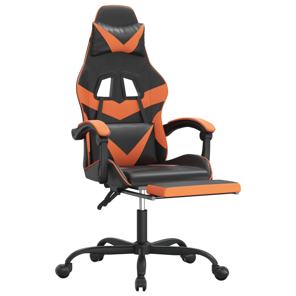 Sedia da Gaming con Poggiapiedi Nero e Arancione in Similpelle 3143860