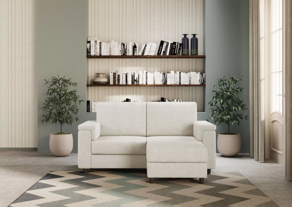 Divano marrak 2 posti medio  (due sedute da 70cm) + pouf misure esterne l.168 p.145 | latte - Mobili 2G