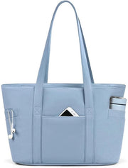 Borsa da viaggio/laptop con chiusura a zip e maniglia superiore, grande shopper per viaggi e lavoro - blu