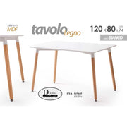 Tavolo MDF moderno urban industrial bianco rettangolare cm 120 x 80 x 74 h