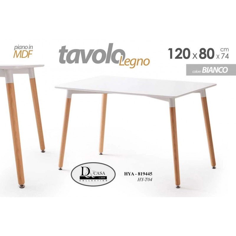 Tavolo MDF moderno urban industrial bianco rettangolare cm 120 x 80 x 74 h