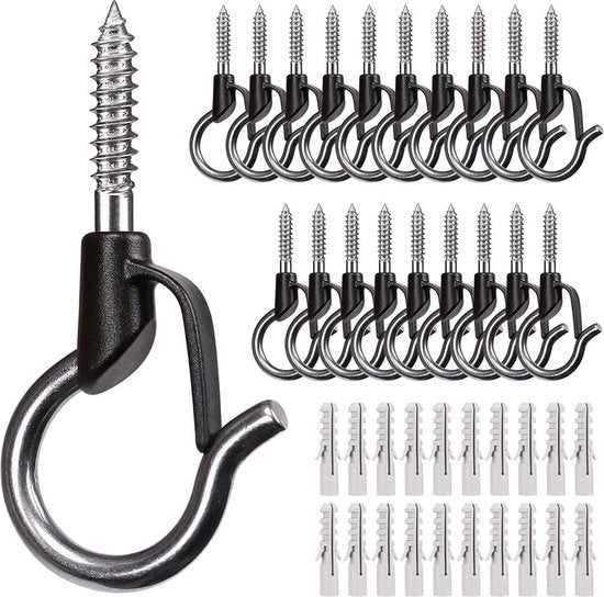 Set di 20 Q-Hanger, Hanger per decorazioni natalizie con Easy Release Outdoor, Fairy Lights per esterno, lampade da tavolo, lampade per garage, lampade per festa, sicure, design innovativo