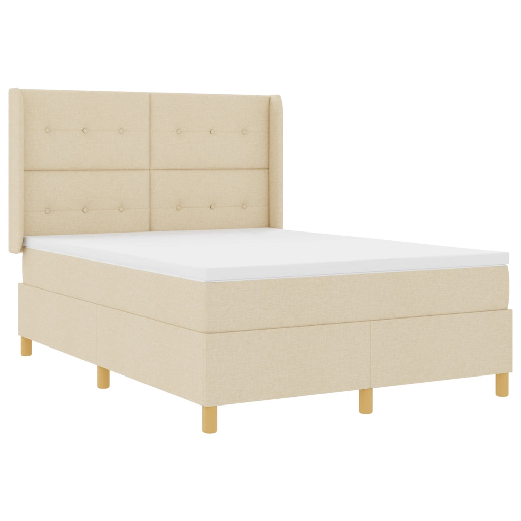letto a molle con materasso e LED crema 140x190 cm in tessuto
