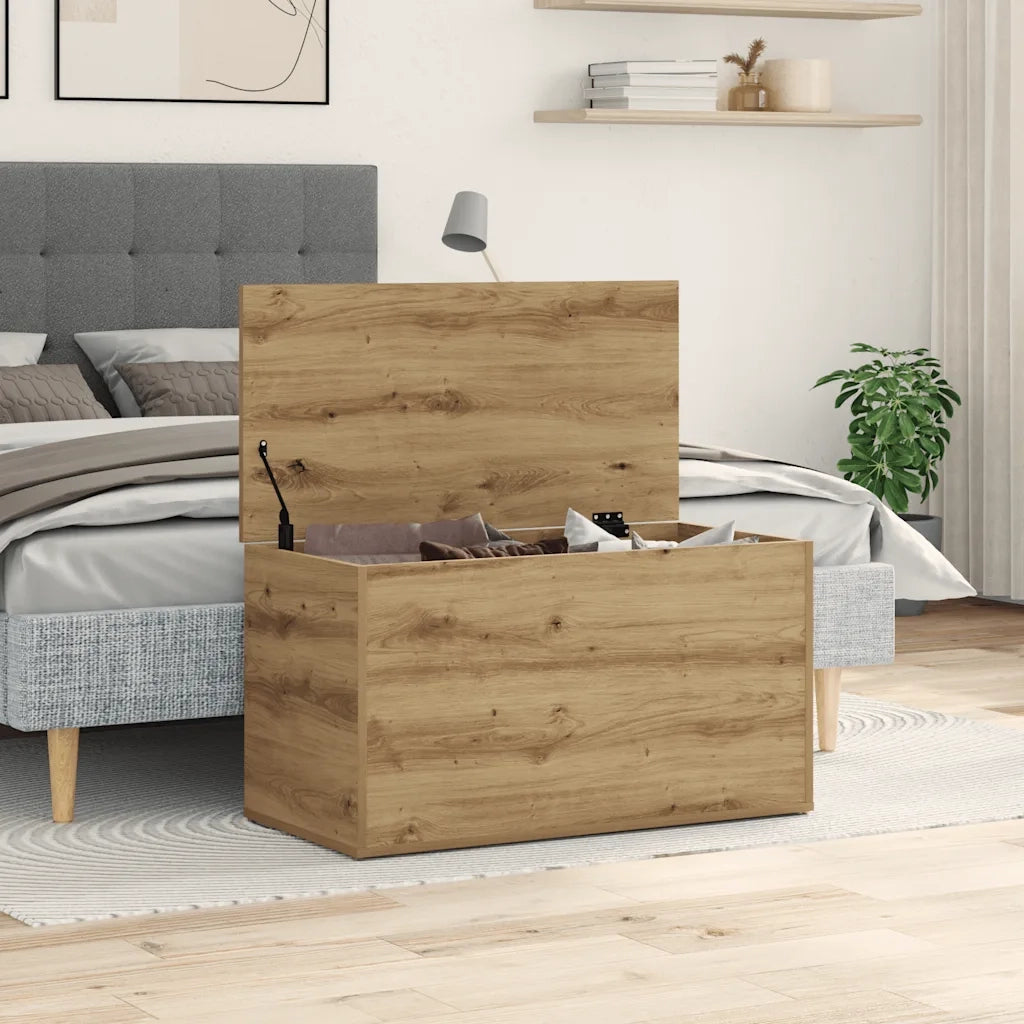 Cassapanca-Baule-Mobile di Stoccaggio Rovere Artigianale 84x42x46 cm Legno Ingegnerizzato