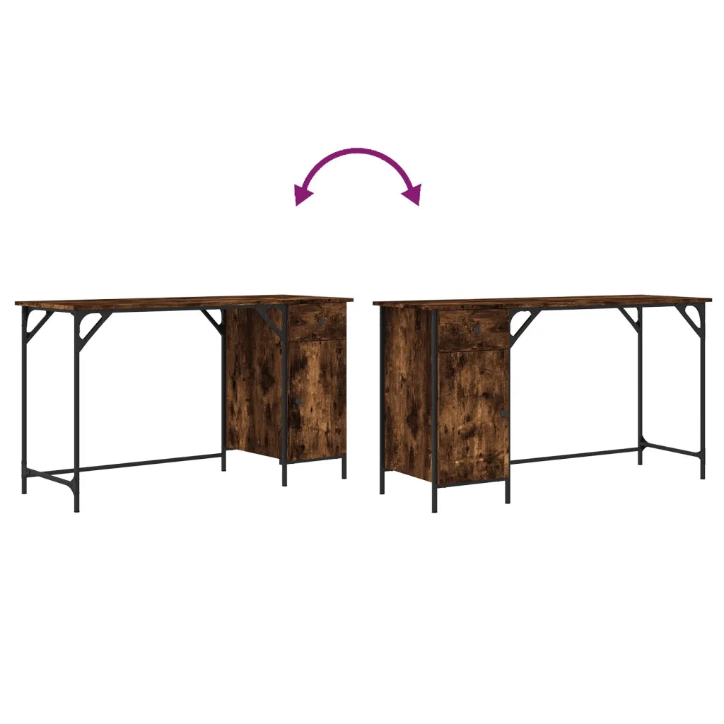 Scrivania | Tavolo da Ufficio Computer Rovere Fumo 131x48x75 cm Legno Multistrato