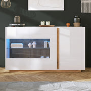 Credenza Lucida ¨C Xylo ¨C Bianco, Vetro e Legno, 138x38x90,5cm
