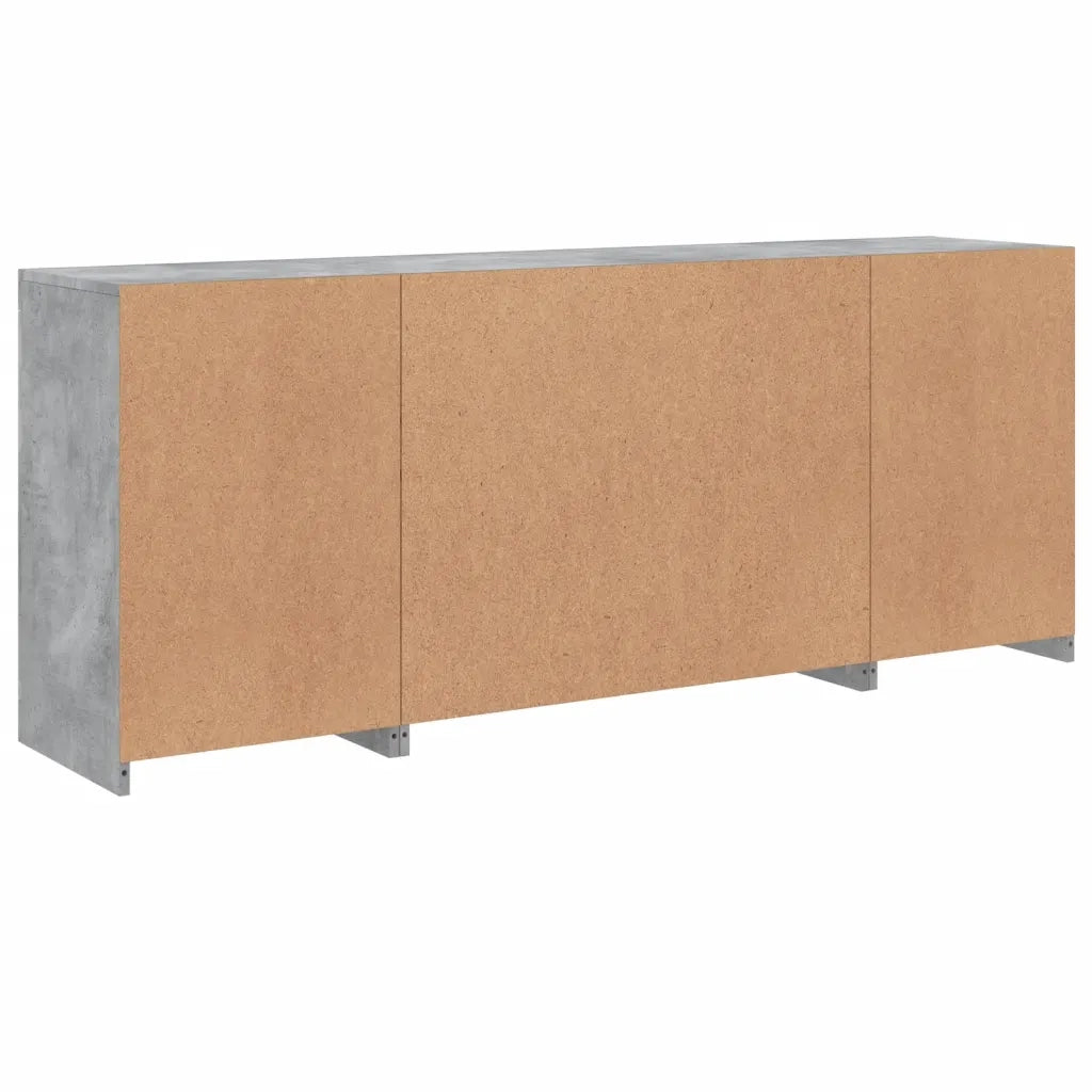 Credenza | Madia | Buffet da pranzo | Armadio da pranzo con Luci LED Grigio Cemento 163x37x67 cm
