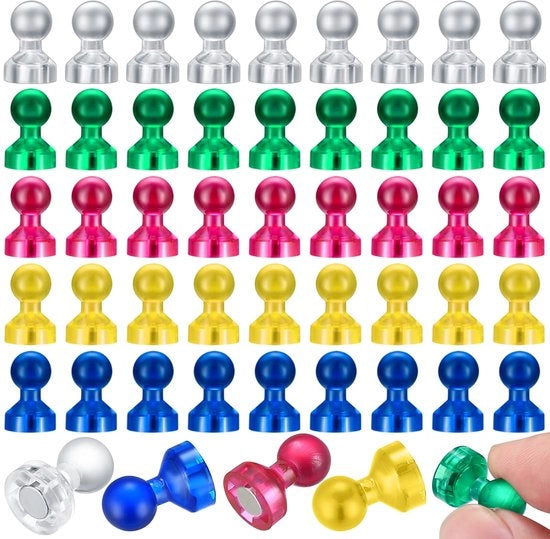 Pacco di 50 magneti per lavagne, magneti colorati per lavagna bianca, multifunzionali per lavagne, lavagne scolastiche, frigoriferi - 11 x 17 mm