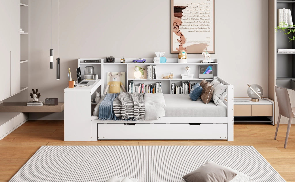Letto divano multifunzione legno bianco 90x200 cm