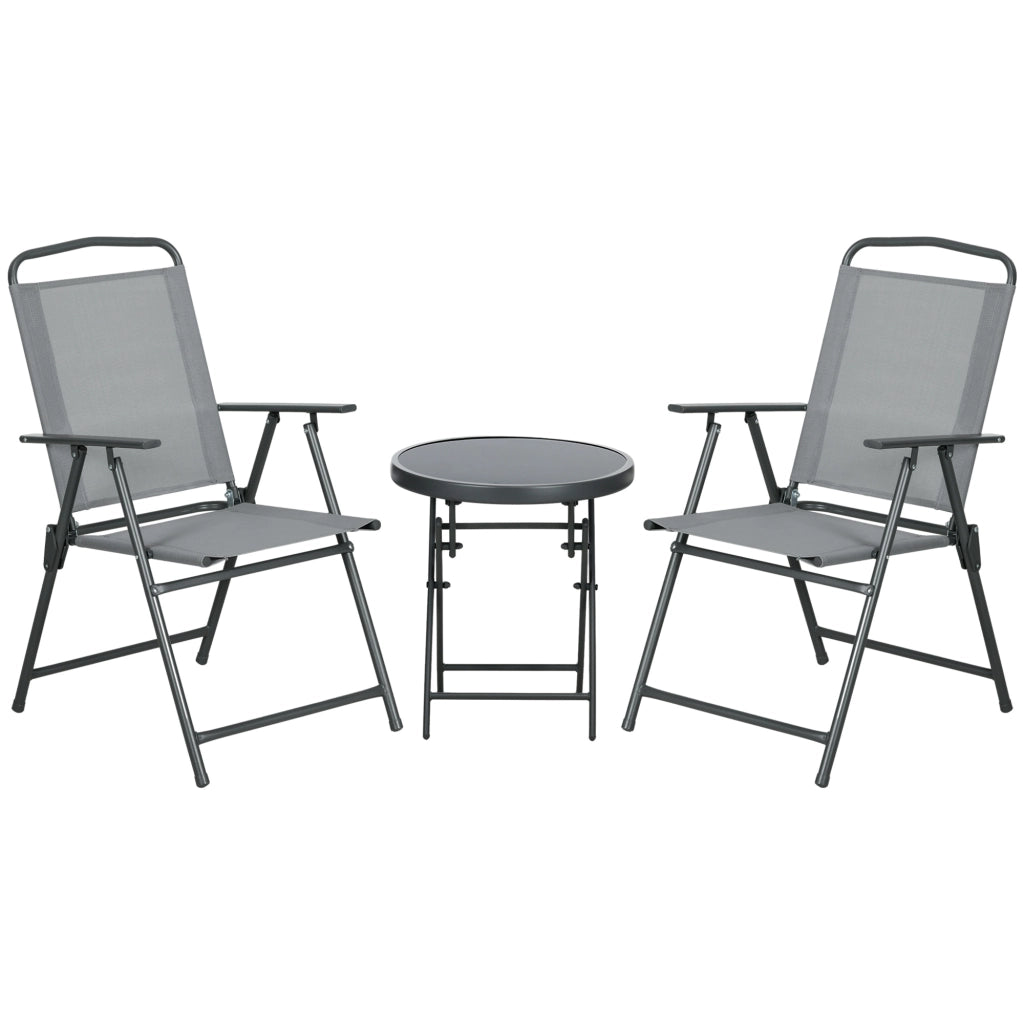Set Bistrot Pieghevole da Giardino con Tavolo e 2 Sedie ¨C MINIMAL ¨C Acciaio Grigio Chiaro 53x64x93 cm