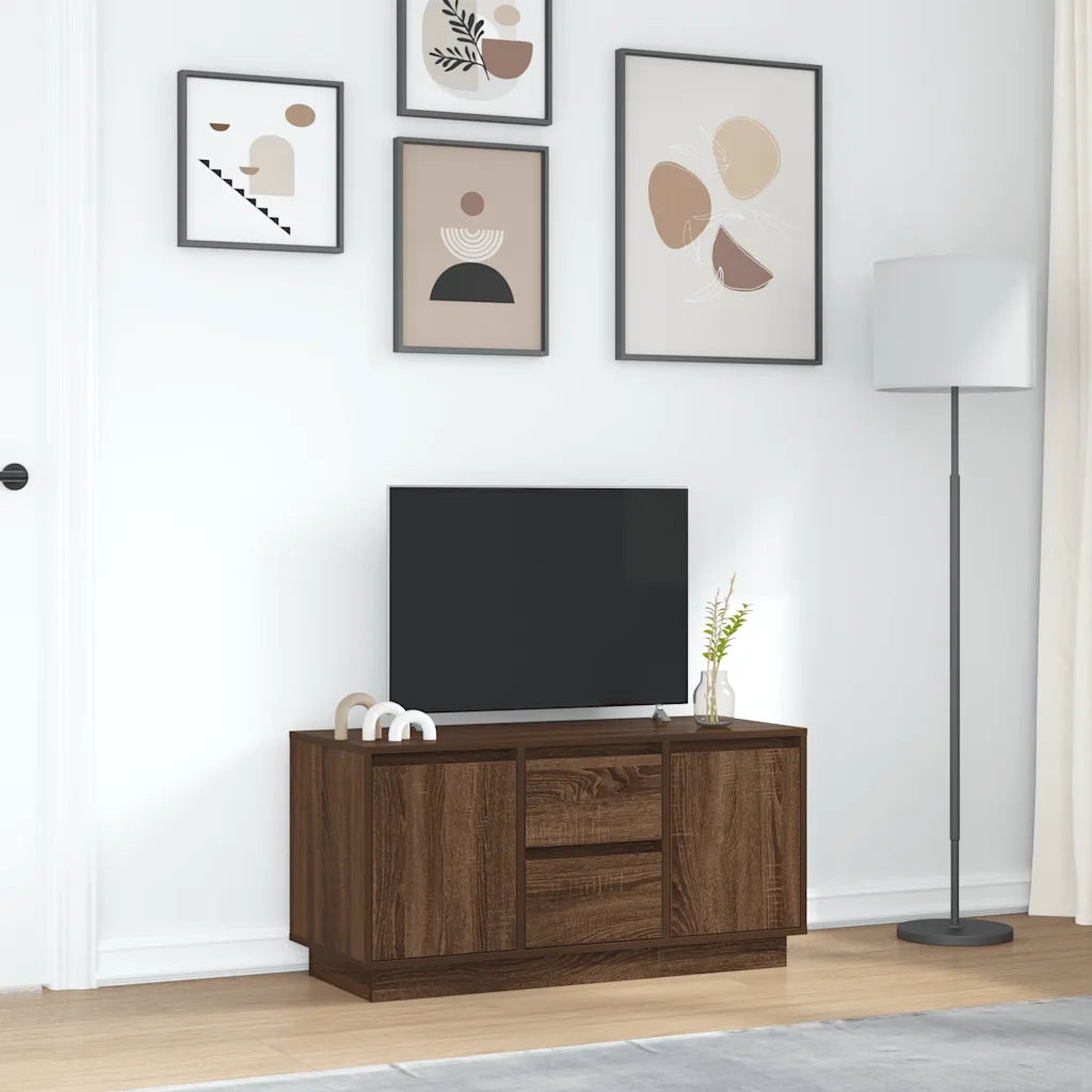 Mobile Porta TV con Luci LED Rovere Marrone 100x41x50 cm 861415