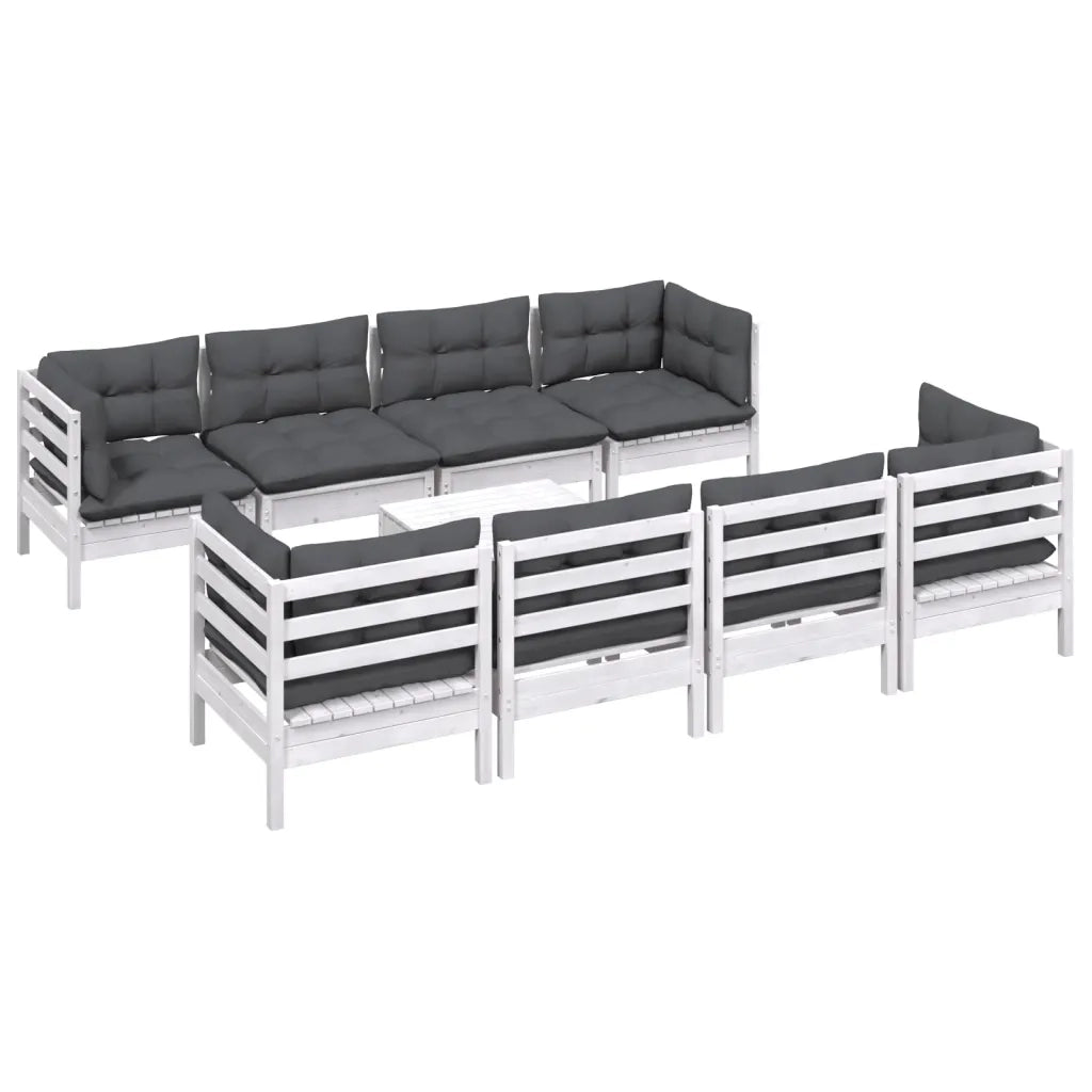 Set Salotto Giardino con Cuscini 9 pz in Legno Massello di Pino