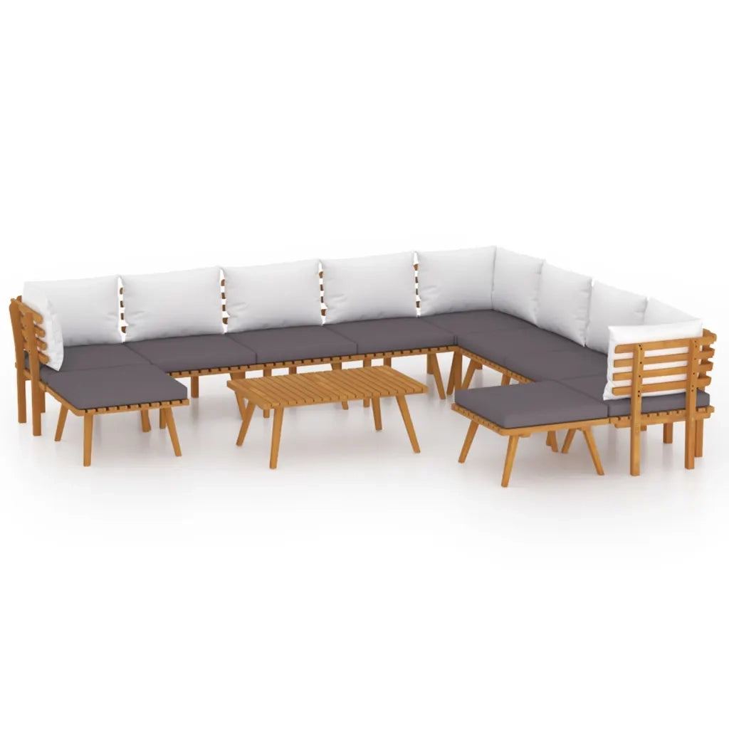 Set Divani da Giardino 11 pz con Cuscini in Massello di Acacia 3087019