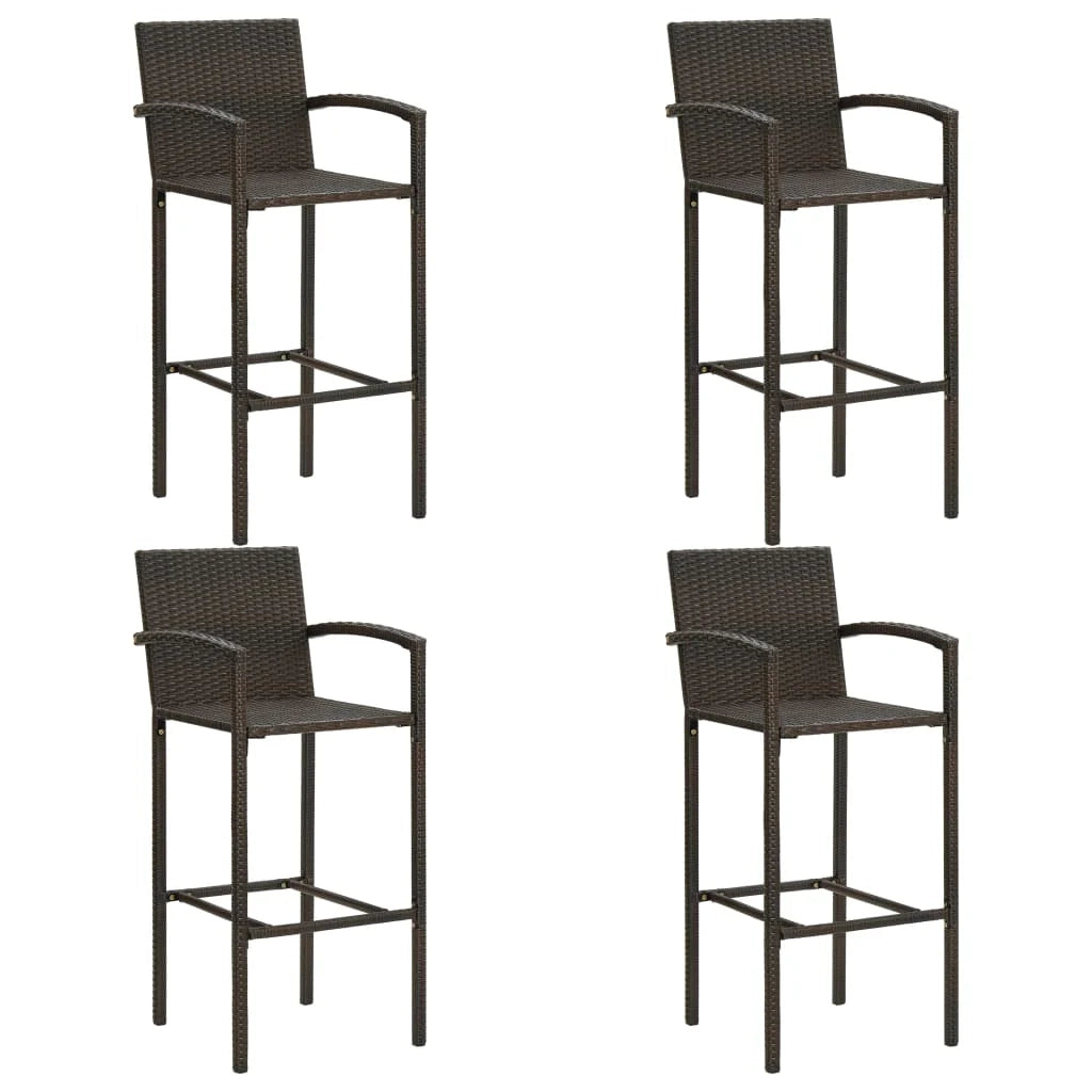 Set da bar da giardino composto da 5 pezzi con braccioli in resina intrecciata marrone 02_0014486