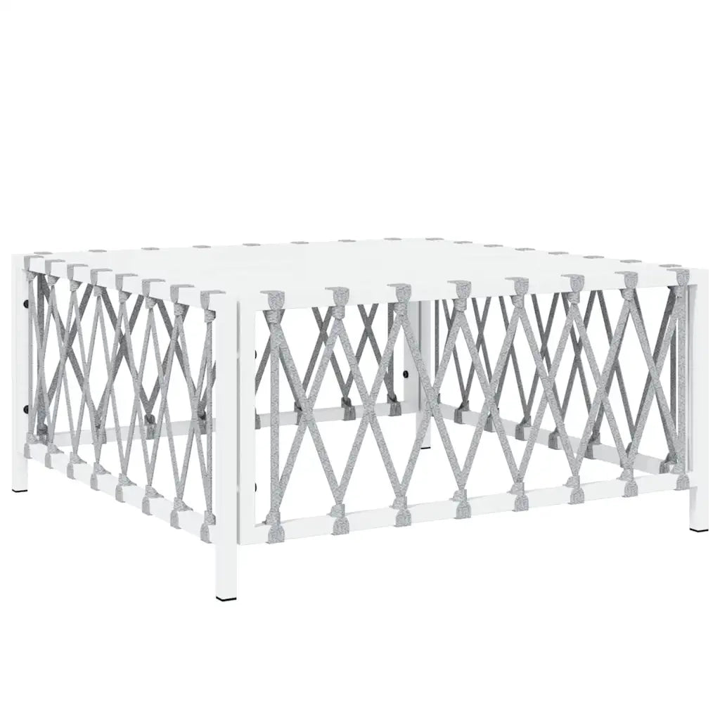 Tavolo da Giardino Bianco 70x70x34 cm in Tessuto Intrecciato 364141