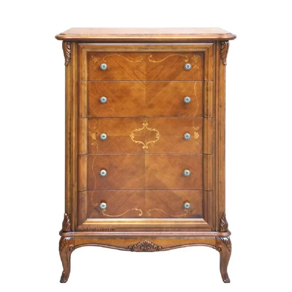 Cassettiera classica in legno 5 cassetti finitura bassano l.76 p.44 h.110 - Mobili 2G