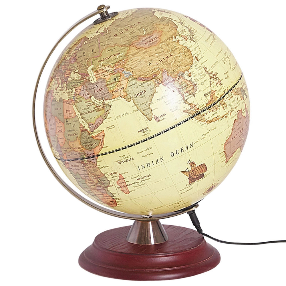 Globo Giallo Sintetico con LED Decorativo 25 cm Sfera Mondo Studio Ufficio Arredamento Moderno
