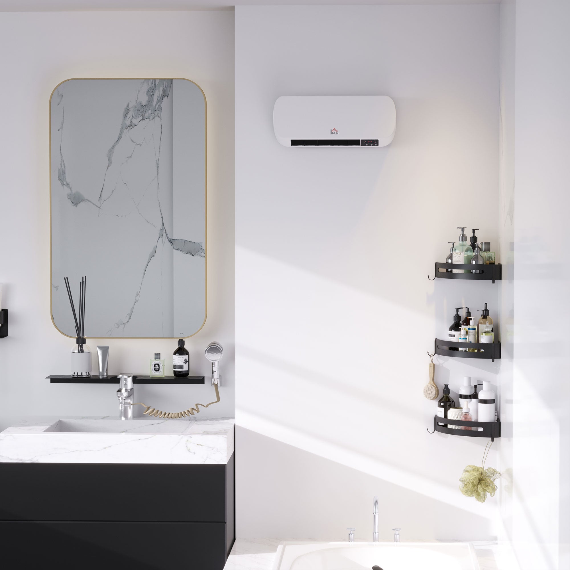 Stufa Elettrica da Parete 45x18,6x11,5 cm con Telecomando Bianco