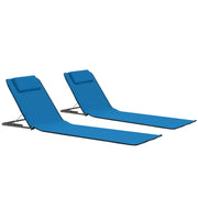Tappetini da spiaggia per sdraio pieghevoli 2 pezzi in acciaio e tessuto blu 02_0012182