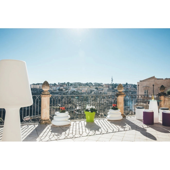 Vaso moderno di design Ø50 H44 in polimero grigio resistente per interno ed esterno - Made in Italy - Monacis