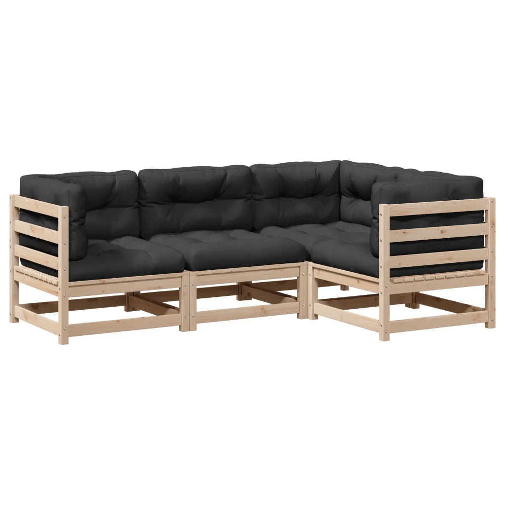 Set Divano da Giardino 4 pz con Cuscini Legno Massello di Pino 3299412