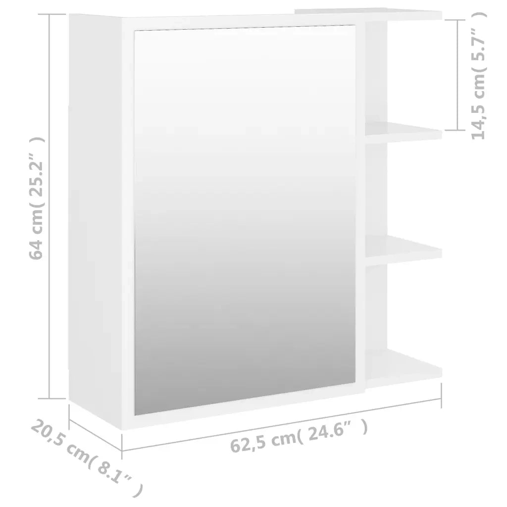 Armadietto a Specchio Bianco 62,5x20,5x64 cm Legno Multistrato cod mxl 77608