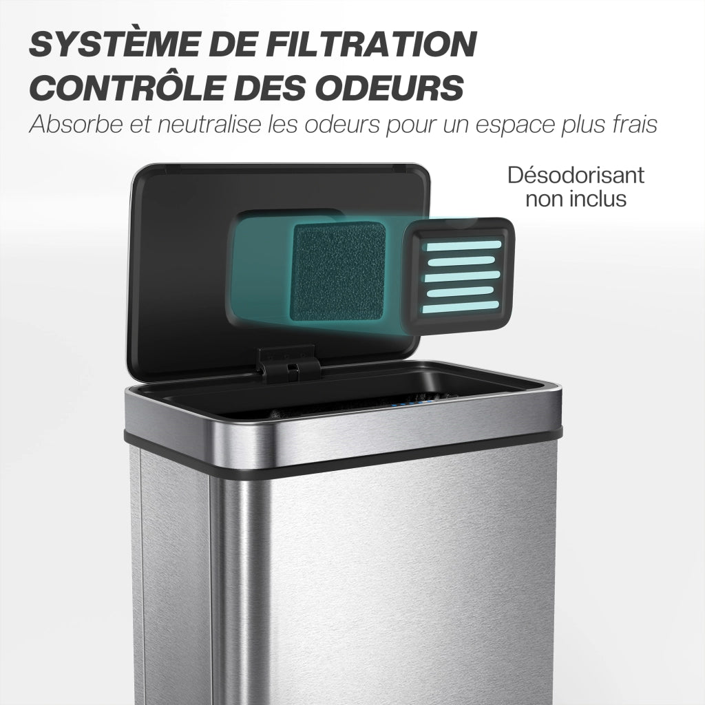 Cestino per rifiuti a sensore 60 L ¨C zephmum ¨C Acciaio inox argento