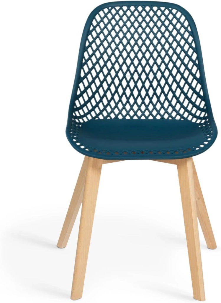 Set di 4 sedie da pranzo in colore bianco, grigio, blu anatra e nero MADY