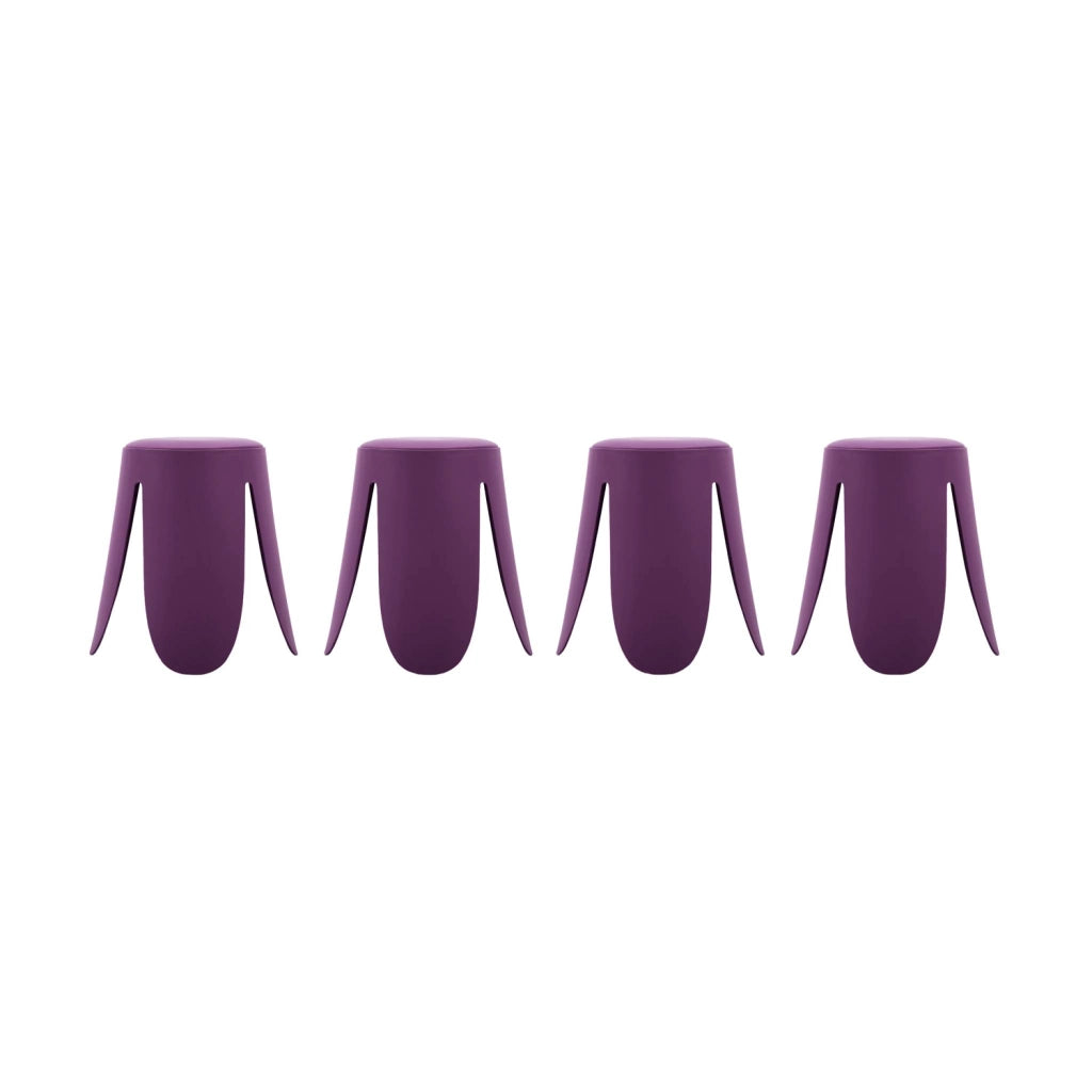 Set 4 sgabelli impilabili in ecopelle, viola
