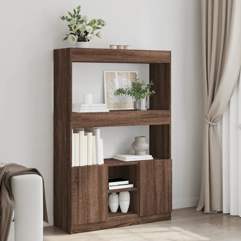 Credenza | Madia | Buffet da pranzo | Armadio da pranzo Rovere Marrone 92x33x140 cm in Legno Multistrato
