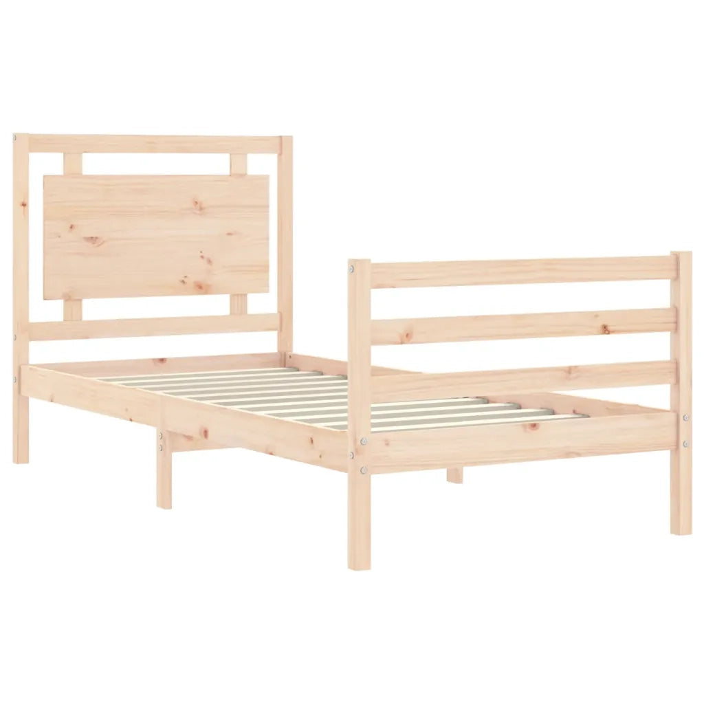 Letto singolo | Letto per adulti | Giroletto con Testiera 100x200 cm in Legno Massello