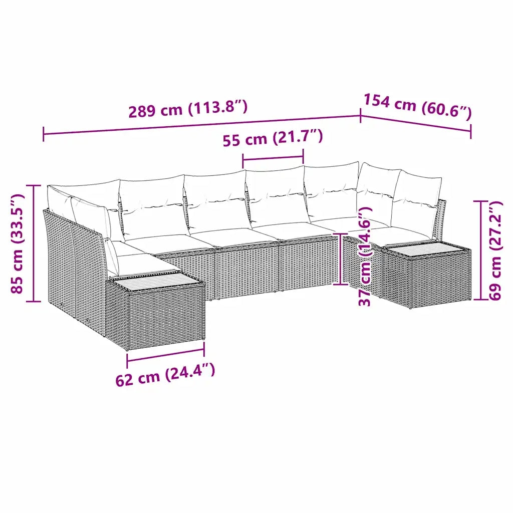 Set Divano da Giardino con cuscino 7 pcs Beige polyrattan 3348162