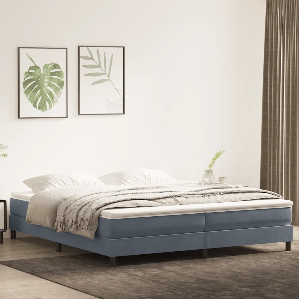 Giroletto a Molle con Materasso Grigio Scuro 180x220 cm Velluto 3315982