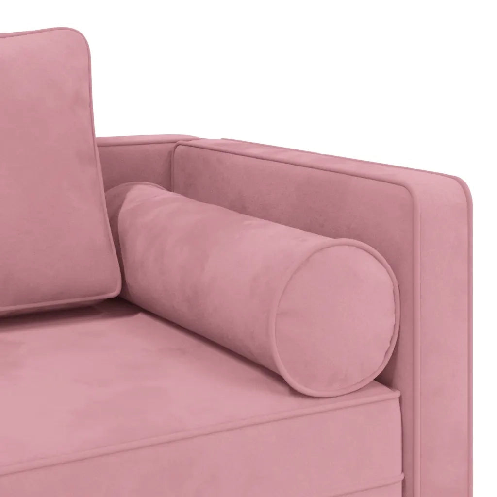 Chaise Lounge con Cuscini Rosa in Velluto