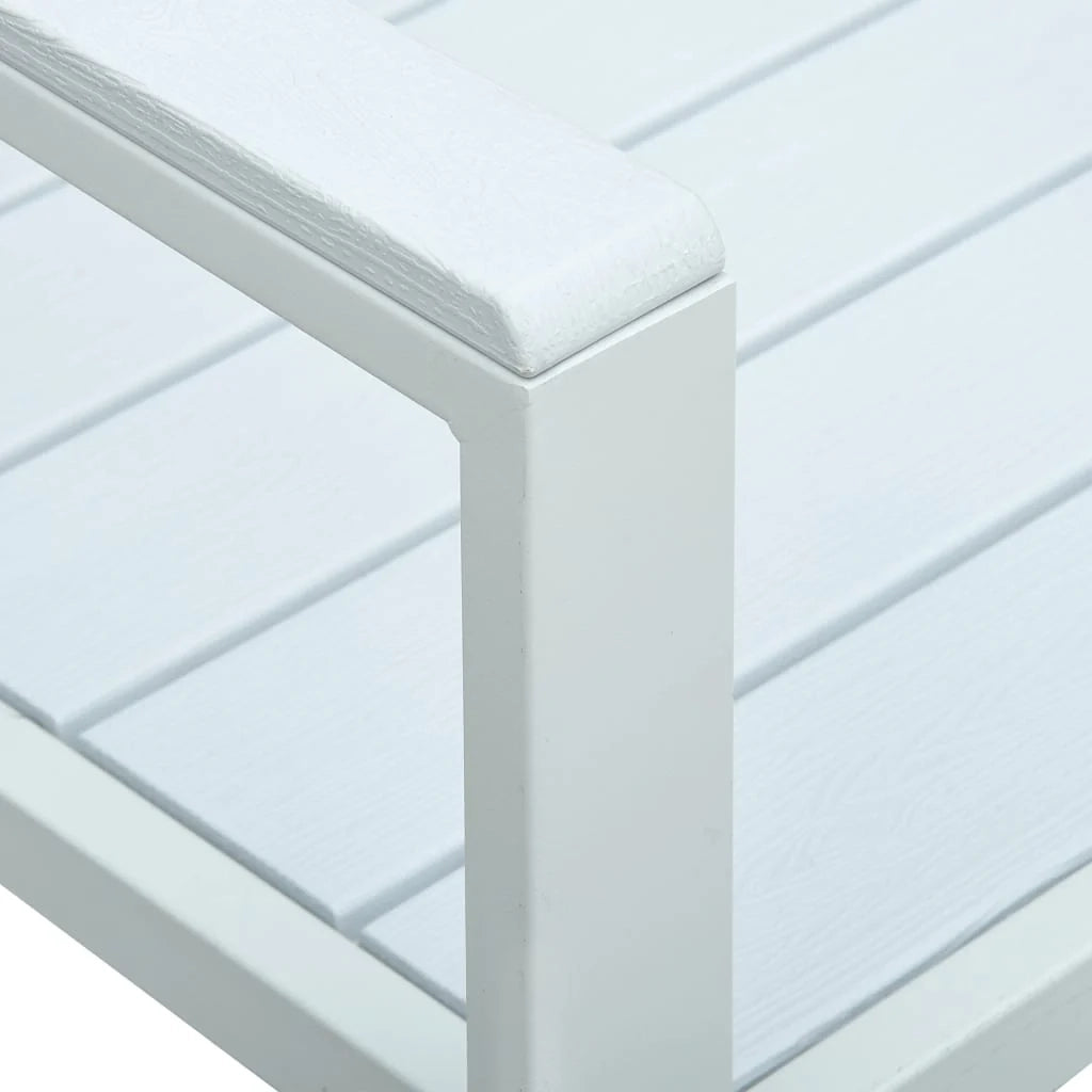 Panca da giardino mobili da esterno per patio terrazza 120 cm HDPE bianco effetto legno 02_0011204