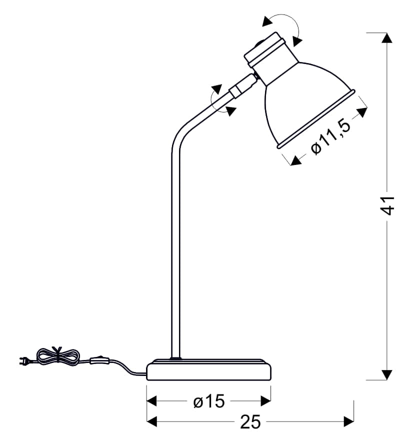 Lampada da scrivania Candellux Zumba bianco/nero E14 40W
