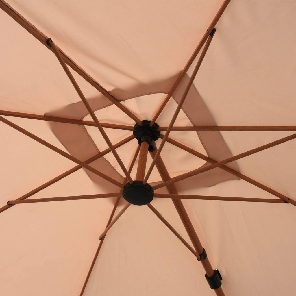 Ombrellone decentrato rettangolare 3x4m, palo effetto legno + piastre