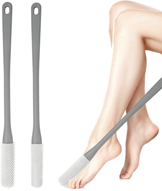 Set di Spazzole da Pulizia a 2 Pezzi 40 cm con Manico per Anziani Spazzola per Lavaggio dei Piedi in Silicone