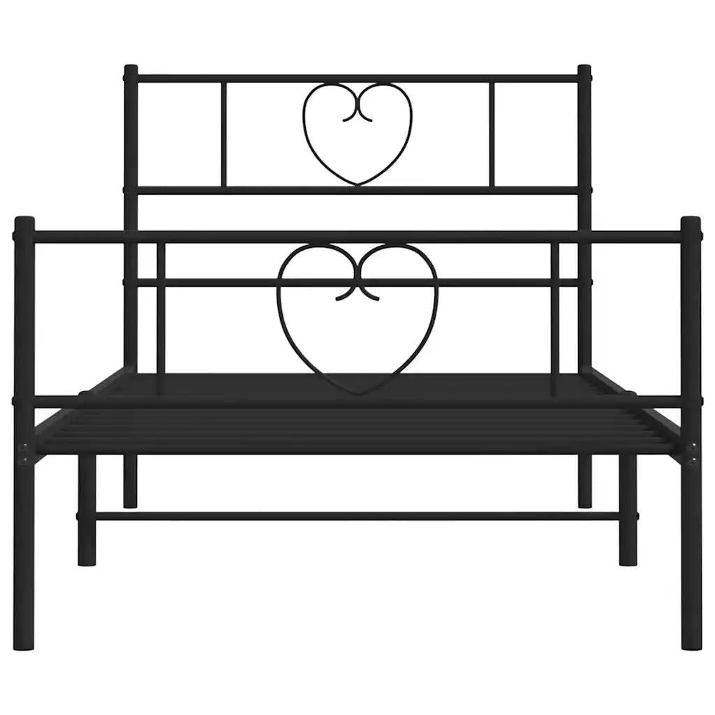 Giroletto con Testiera e Pediera-Struttura Letto Metallo Nero 100x190 cm 345043