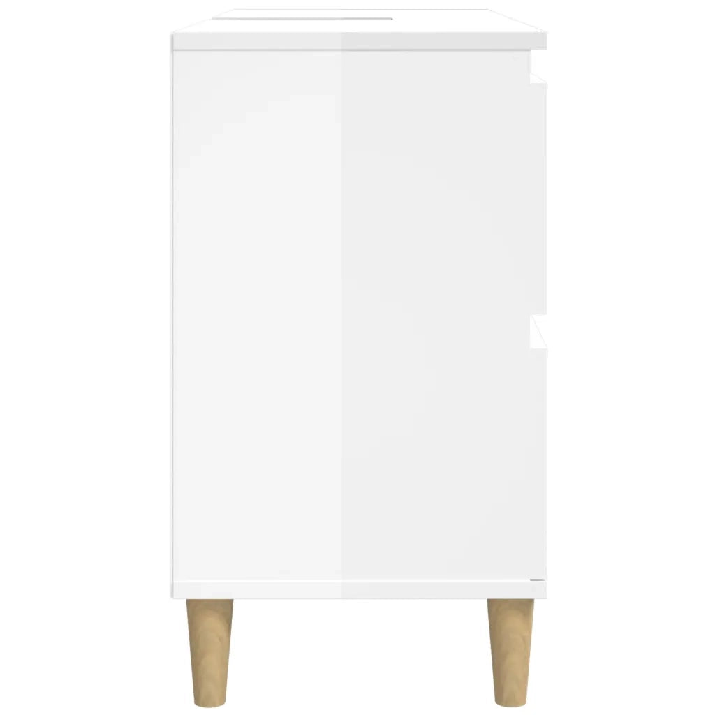 Mobile Lavabo Bianco Lucido 80x33x60 cm in Legno Multistrato 821270