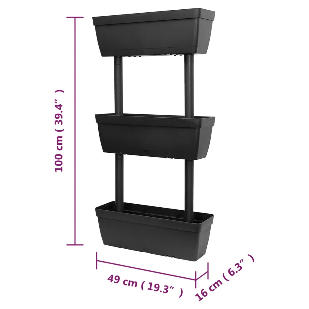 Fioriere da Giardino 3 pz 100 cm Antracite 151822