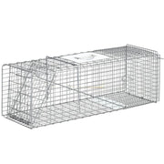 GABBIA TRAPPOLA PER ANIMALI VIVI PIEGHEVOLE IN ACCIAIO, 93X31X34.5CM, ARGENTO