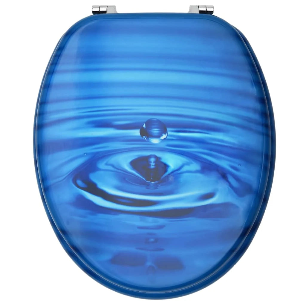 Sedile WC con coperchio MDF blu design gocce d'acqua 02_0002928
