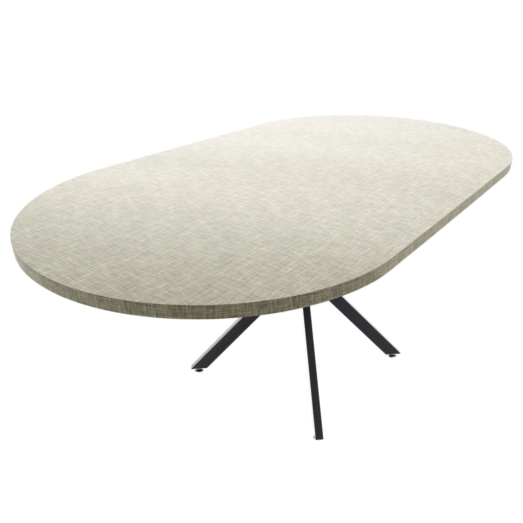 Marui Big - Tavolo da pranzo ovale 180x100 cm in Legno Testurizzato con Piede Centrale in metallo Kiso