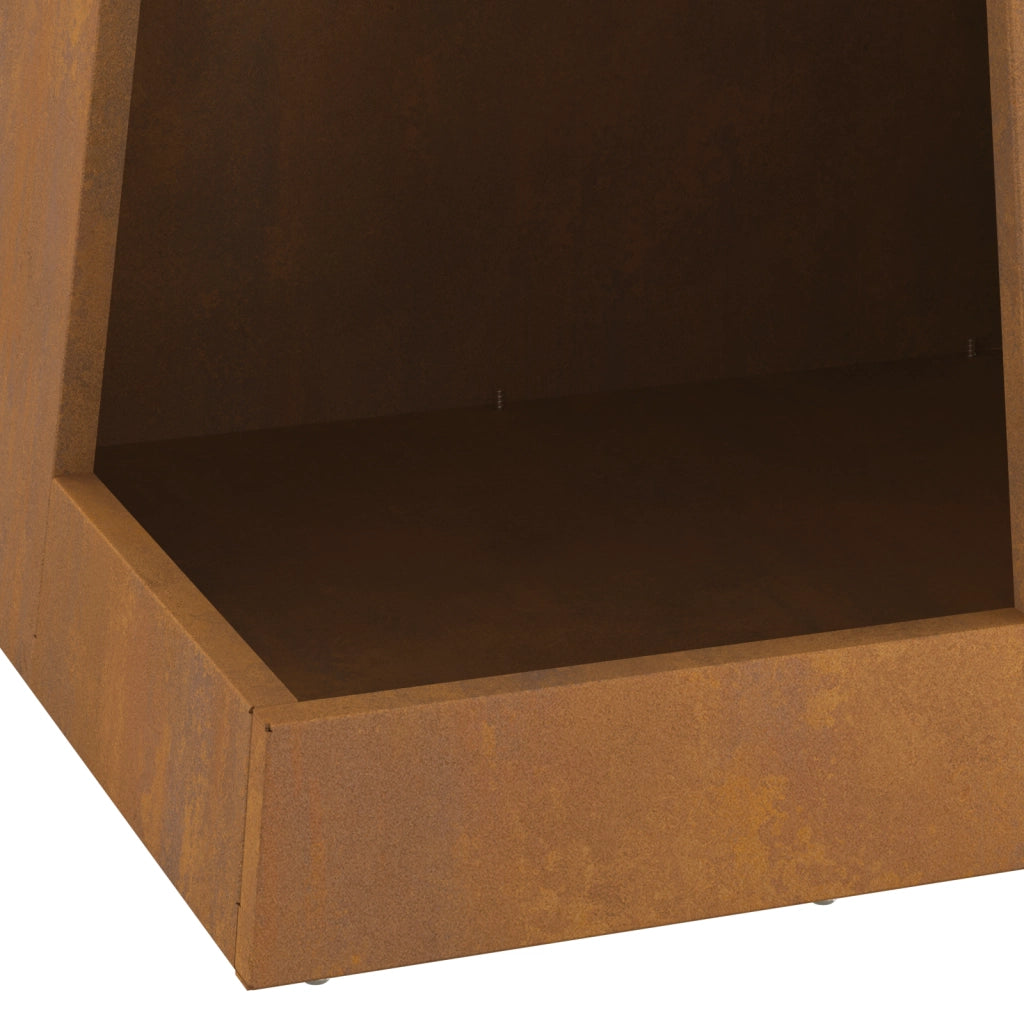 Braciere con Stoccaggio per Legna 35x35x100 cm Acciaio Invecchiato