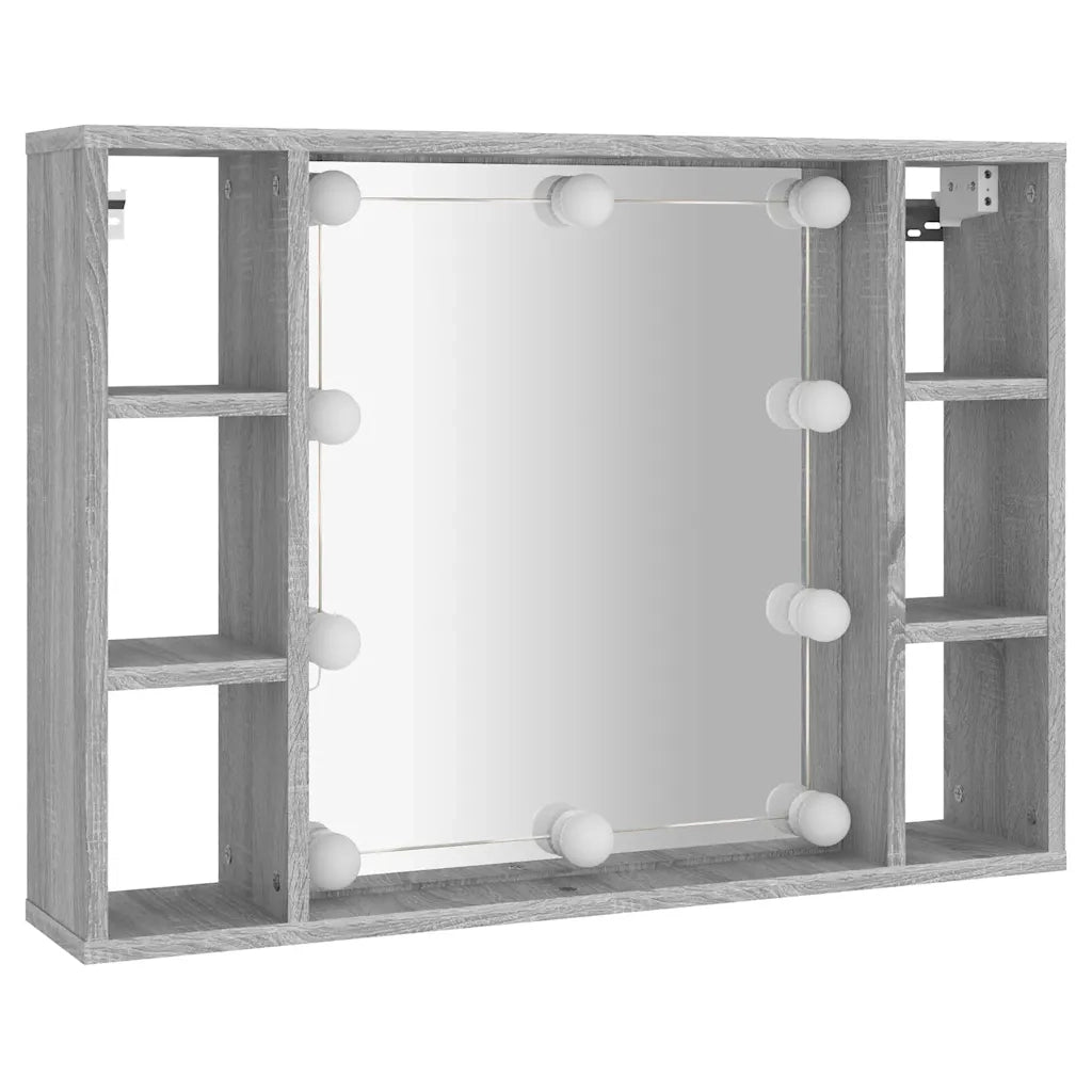 Mobile a Specchio con LED-Armadietto a Specchio Grigio Sonoma 76x15x55 cm
