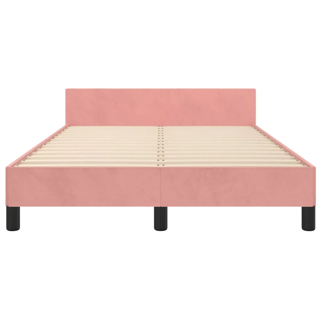 Giroletto con Testiera-Struttura Letto con testiera Rosa 120x200 cm in Velluto 559884