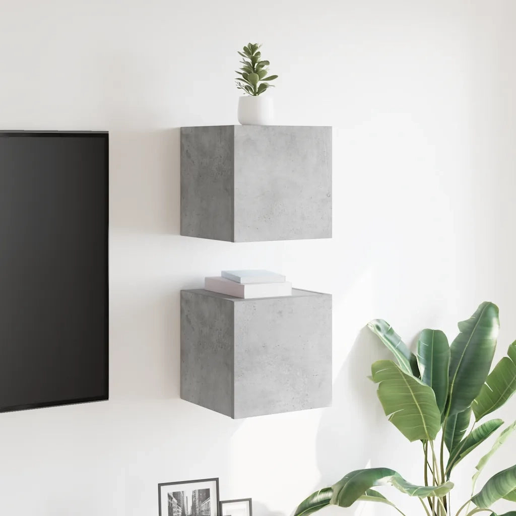 Mobili Porta TV a Parete 2pz Grigio Cemento 30,5x30x30 cm 804494