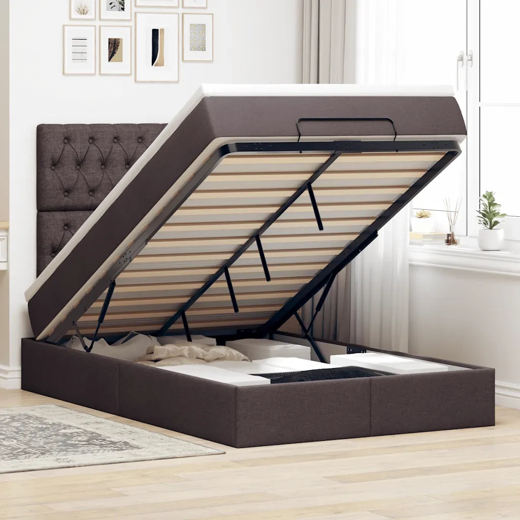 Struttura Letto Pouf con Materasso 120x200 cm in Tessuto 3313233