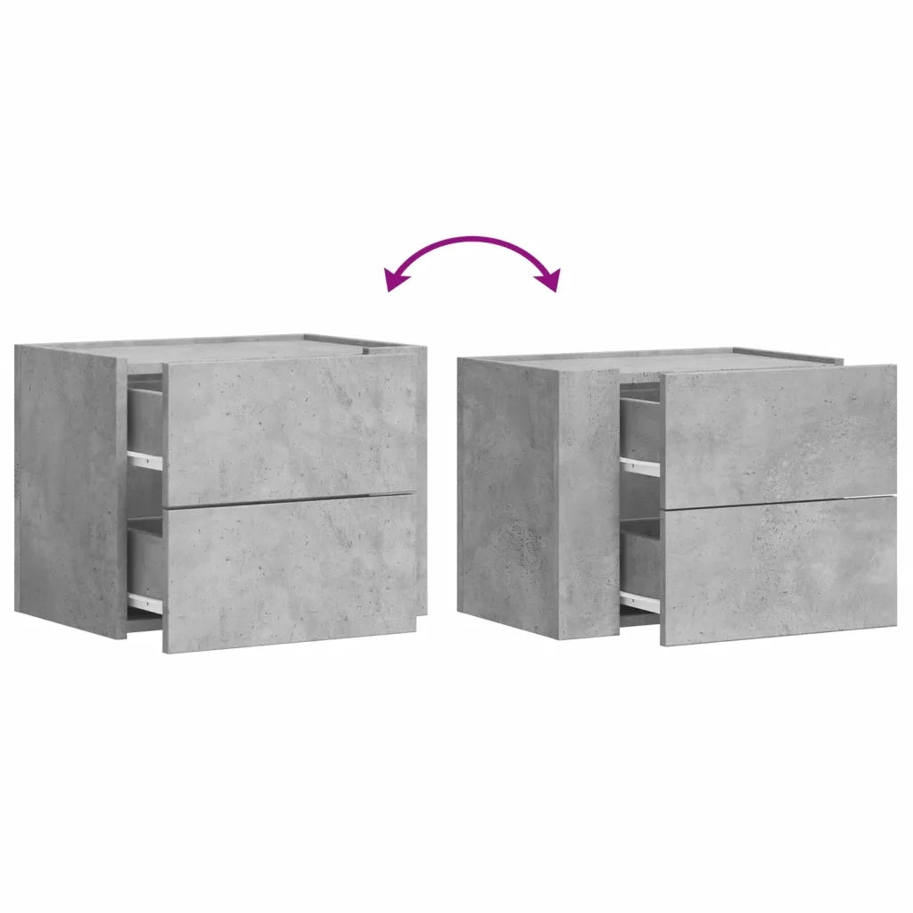 Comodino a Muro Grigio Cemento 45x30x35 cm 848331